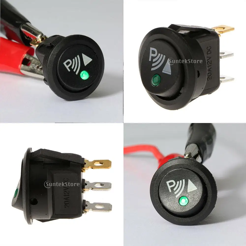 Parking Reverse Switch Wireless Control Round Rocker Style Black Plastic Metal 30mm for Car Installation