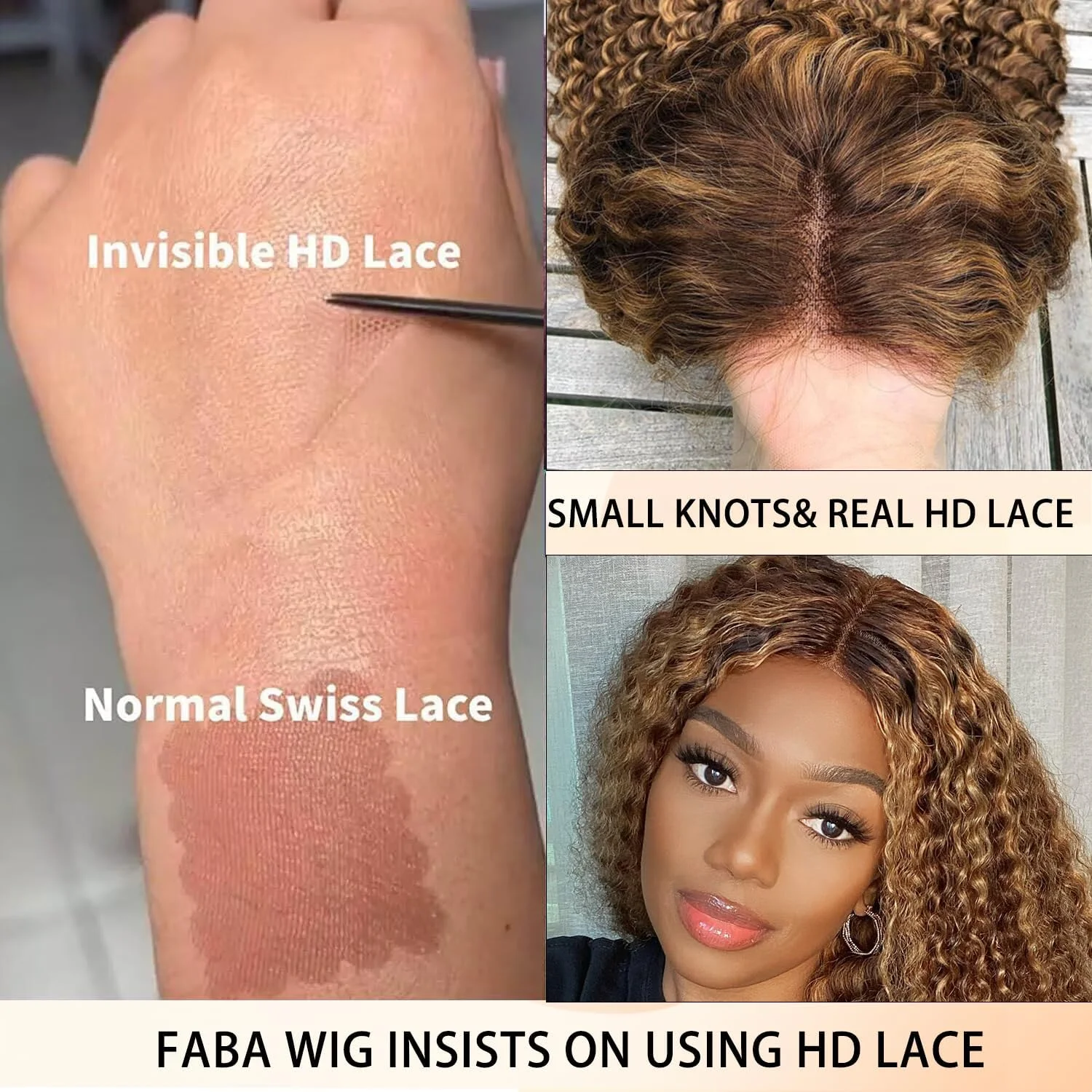 Highlight Deep Wave Wig Human Hair 13x4 Honey Blonde Wig Human Hair 4/27 Curly Highlighted Human Hair Wig Glueless Pre Plucked image 3