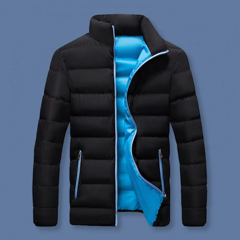 Men Long Sleeves Jacket Stylish Men's Cotton Jacket Warm Winter Coat With Stand Collar Zipper Pocket Loose Fit For Autumn