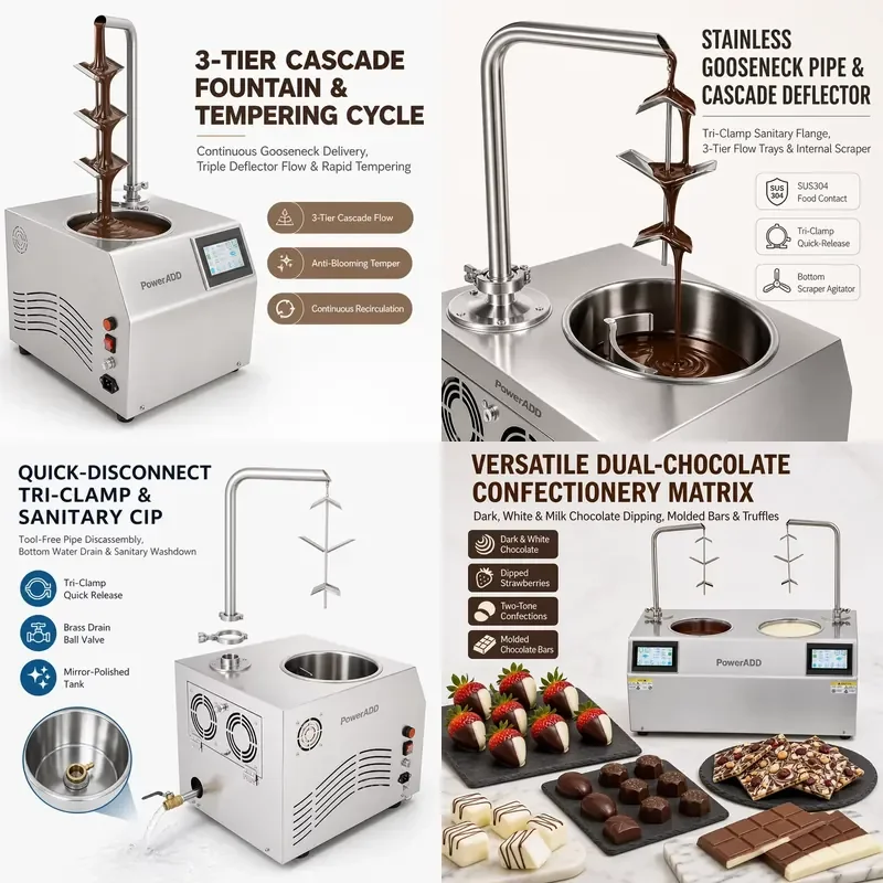 for Desktop Commercial Chocolate Thermostat Automatic Electric Melting Machine with Touch Screen for Pastry Shops