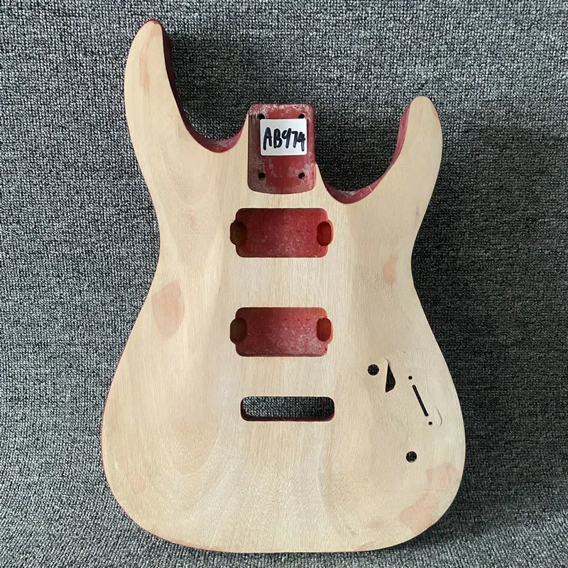 AB974 DIY Guitar Parts Replace Electric Guitar Body Unfinished No Paints 2 Humbucker Pickups Custom Handmade with Damages