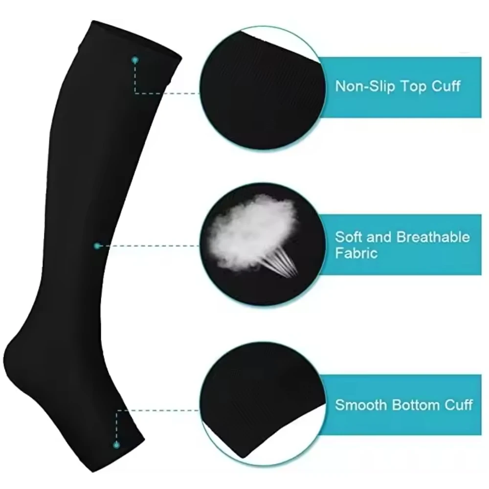 Medical Grade Compression Stockings 23-32 MMHg Leg Calf Compression Socks for Varicose Veins Edema Shin Splints Nursing Support view 2