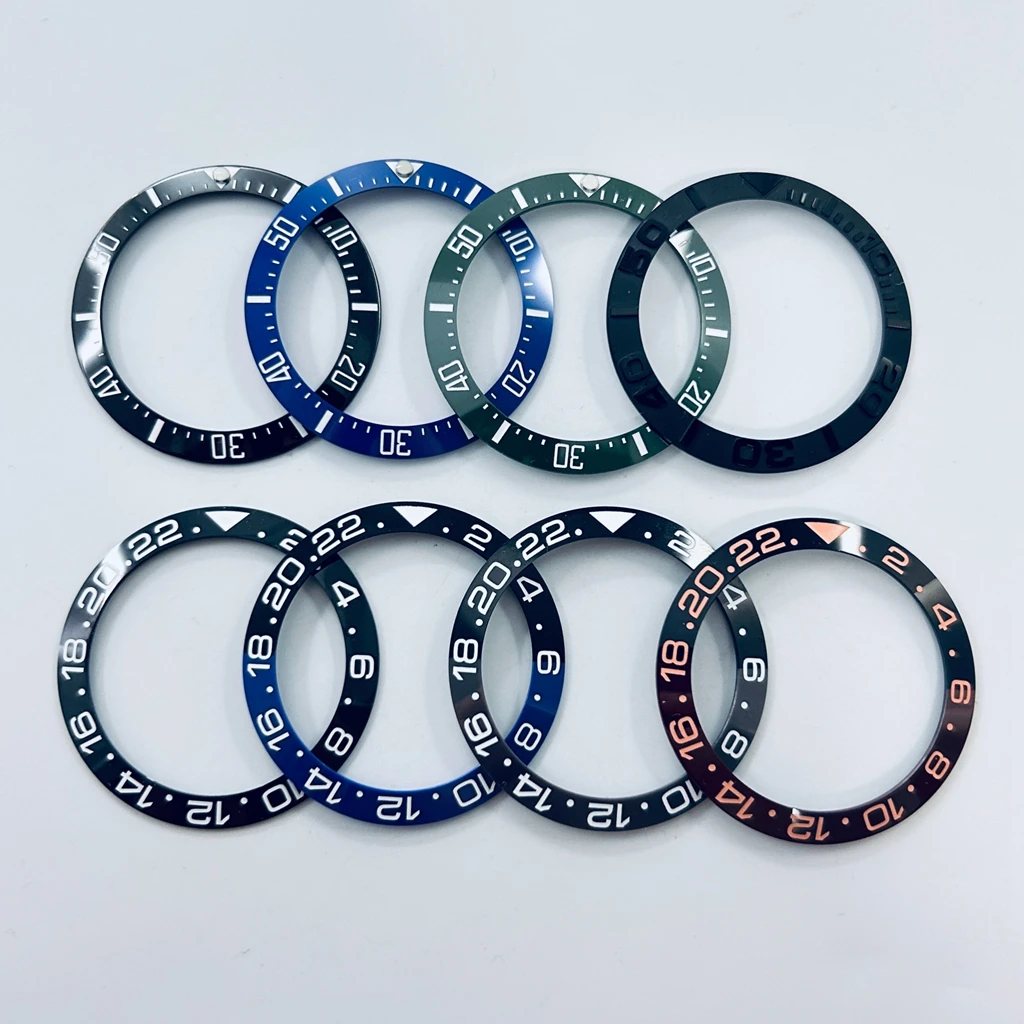 عالية الجودة 40 مللي متر البحر السيراميك الحافة أسود أزرق أخضر المنحدرة الغوص إدراج ساعة استبدال الحافة إدراج حلقة ساعة أجزاء