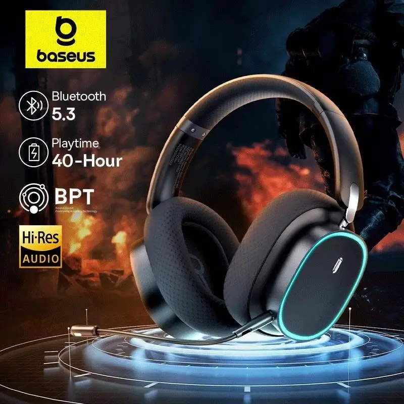To 1+ GH02 Gaming Wireless Headphone with Mic Over-Ear Headphones Bluetooth 5.3 40mm Driver 2.4G/Wireless/Cable RGB Headsets ..