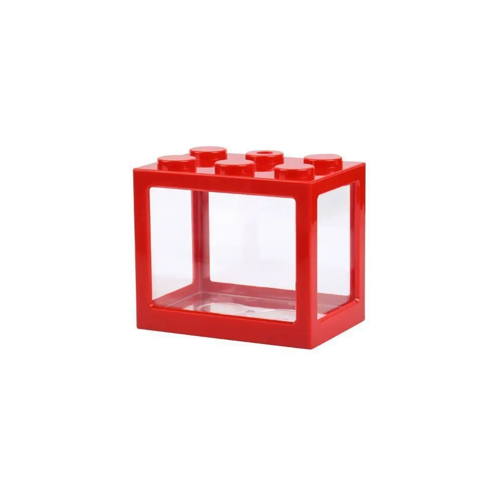 Creative Plastic Betta Fish Tank Multicolor Micro-Landscape Building Block Aquarium Fish LED Lamp Breeding Box Desktop Ornament