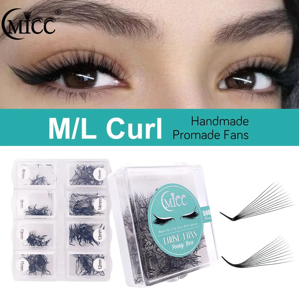 500 Fans Premade Volume Eyelash Fans 6D 10D L Curl M Curl Loose Fans Pointy Base Pre Made Lash Fans Prefacts Eyelash Extensions