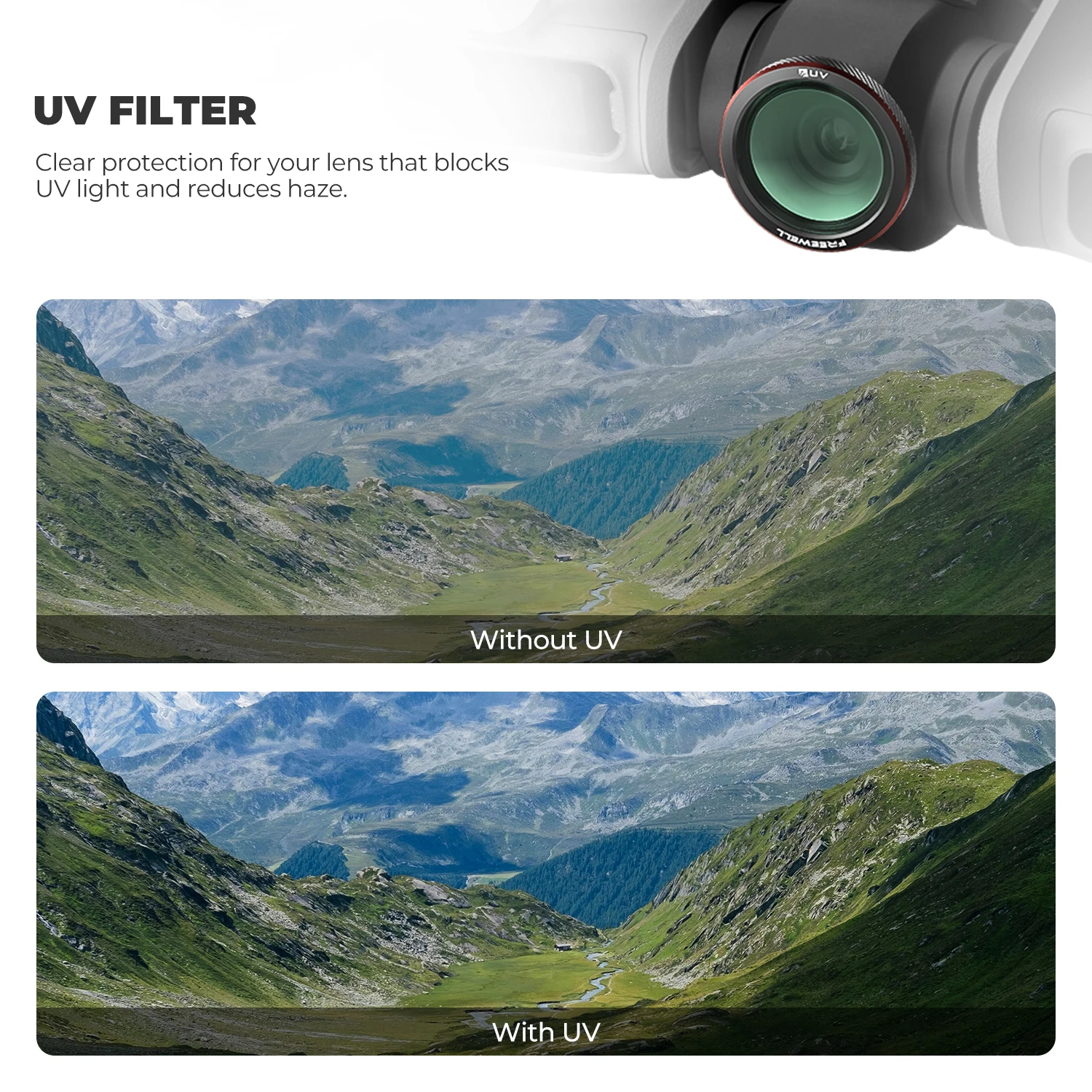 Freewell 3er-Pack Magnetfilter ND, UV, CPL, ND/PL, Glow Mist 1/4 Filter Kompatibilität DJI Neo 2 Kamera Fotografie Zubehör – Detail 5