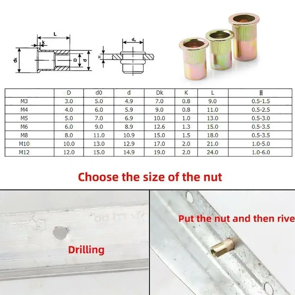 Hand Rivet Nut M3 M4 M5 M6 M8 M10 Manual Riveter Tool Mandrel Staple For Rivet Nut Torch Head Rivet Tool Set Easy Installation