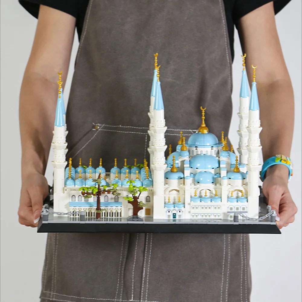 

World Famous Architecture Building Block Model Blue Mosque Istanbul Turkey Brick Masjid Al Sultan Ah Mad Construction Toys