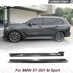 Real Carbon Fiber Side Skirts Extension Lip Panel Fit for BMW X7 G07 M-SPORT 2019-2023 Carbon Wide Body Kits FRP Black