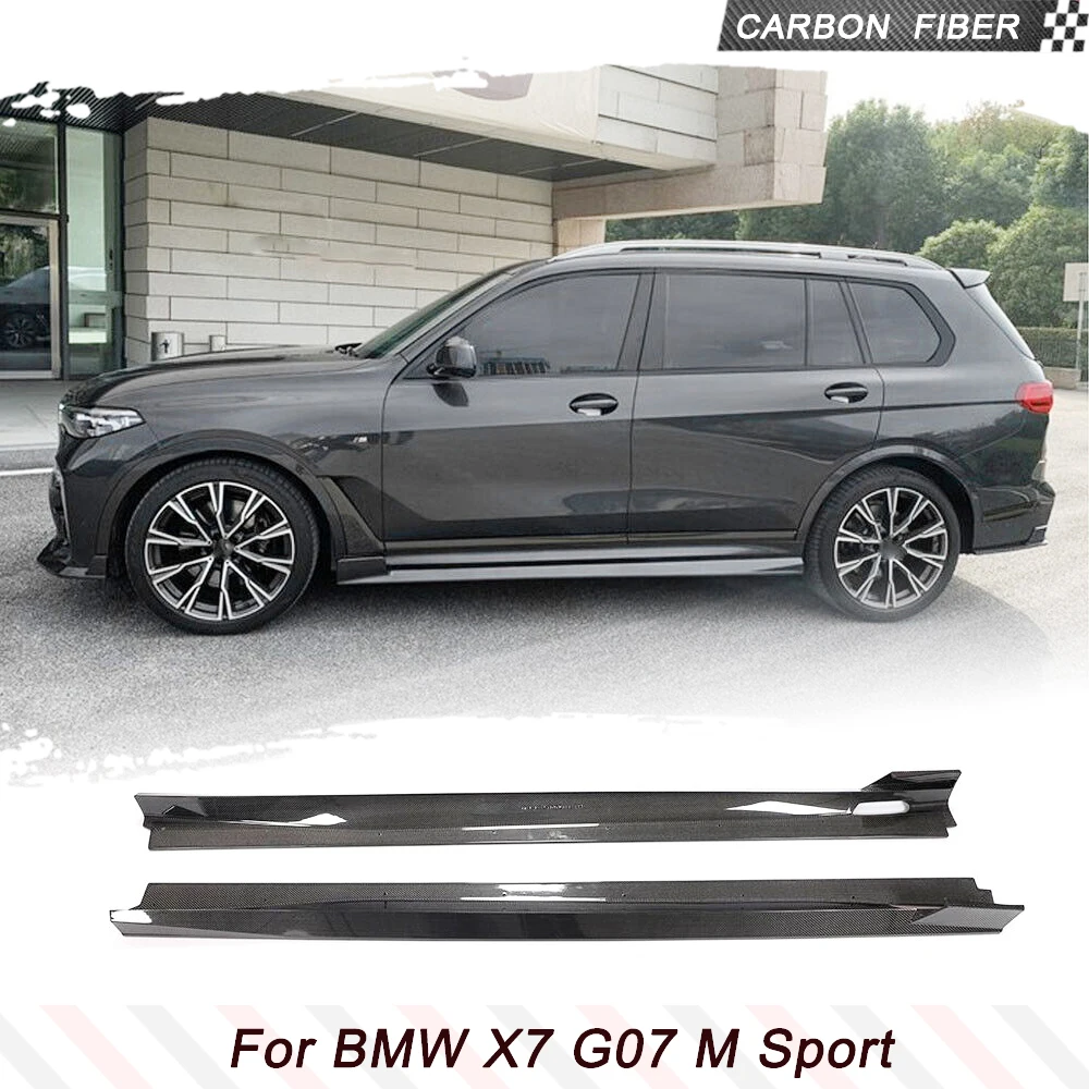 Real Carbon Fiber Side Skirts Extension Lip Panel Fit for BMW X7 G07 M-SPORT 2019-2023 Carbon Wide Body Kits FRP Black 