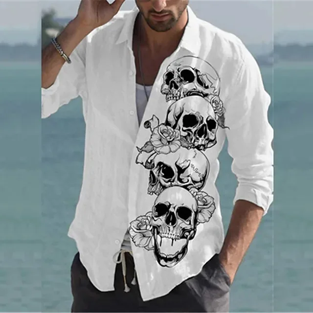 

Latest summer men's shirt with 3D skull pattern, casual and relaxed fit, large size, factory direct sale, welcome to purchase!