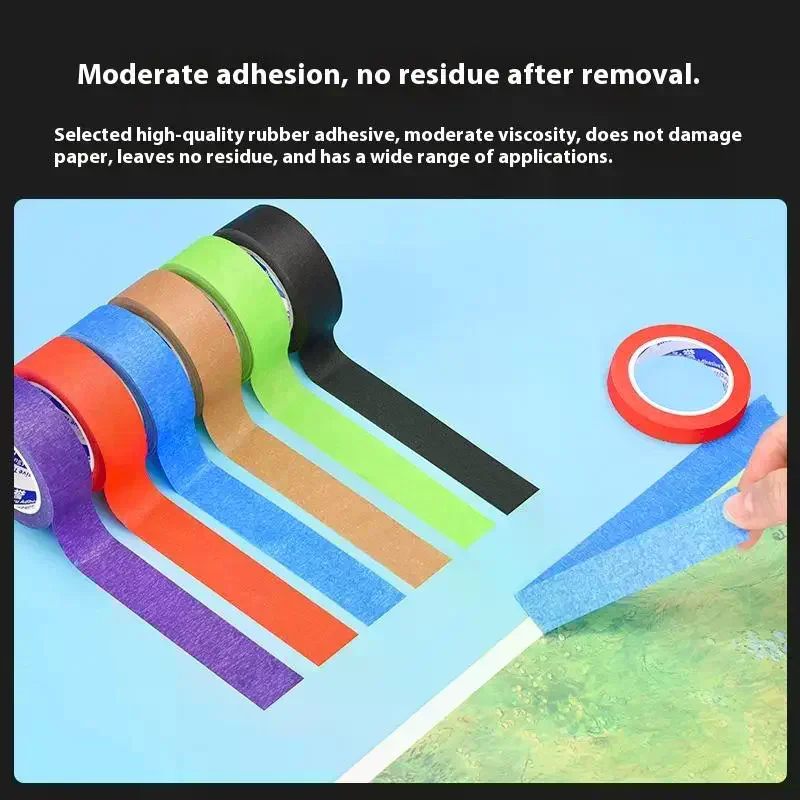 10M Color Masking Tape Black Decoration Masking Spray Paint Traceless Student Office Art Painting Sticker