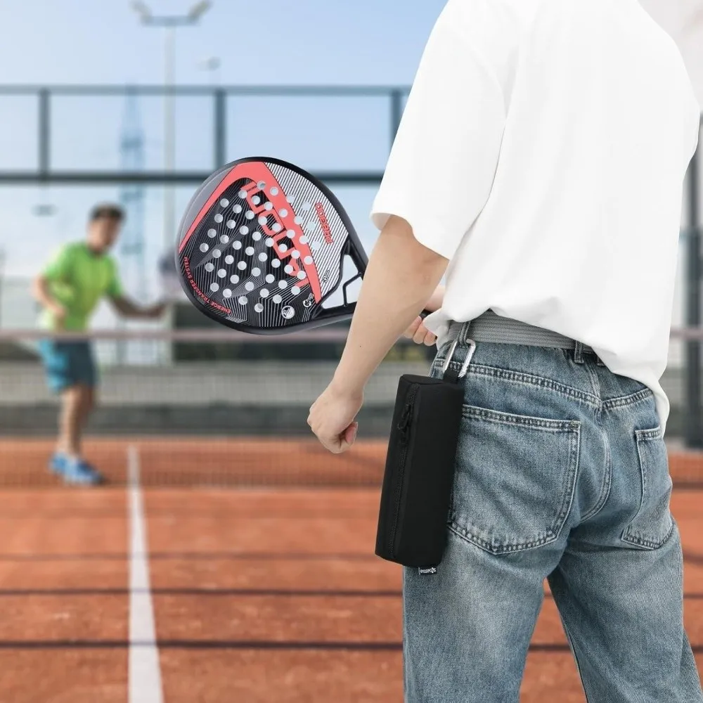

Portable Pickleball Bags Waterproof Holds 3Pcs Paddleball Tennis Ball Storage Bag with Metal Hook Multi-purpose Paddleball Bags