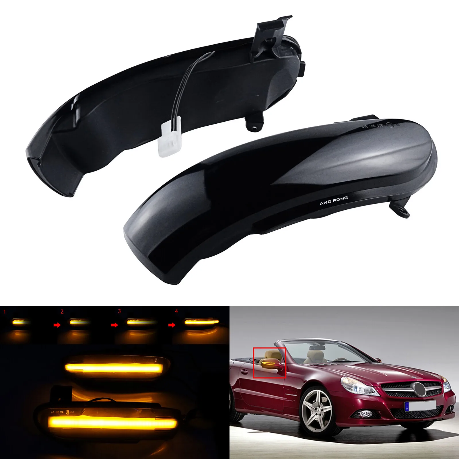 2 Dynamic LED Wing Door Mirror Indicator Light For 03-08 Mercedes Benz R171 R230