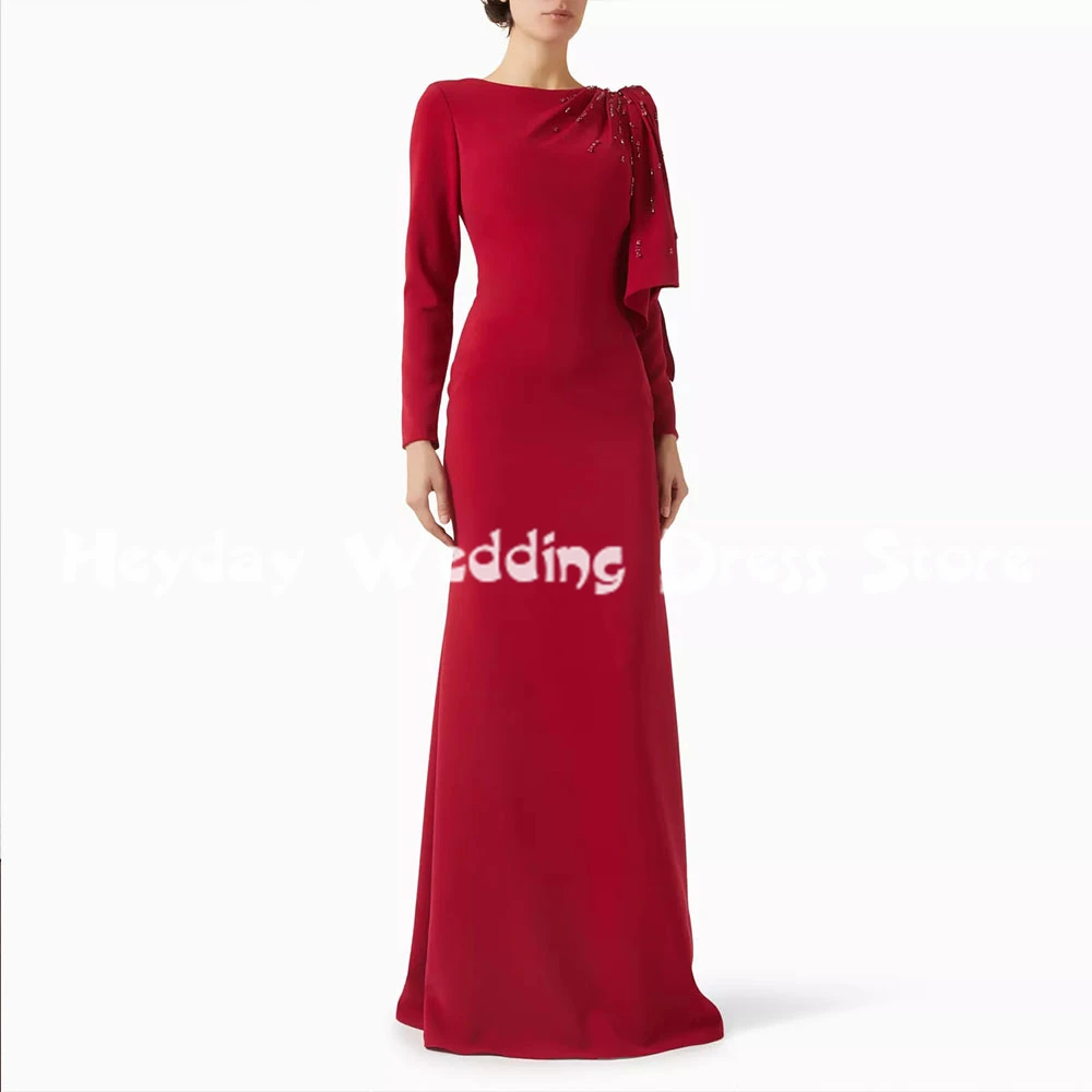 

Heyday Women's Mermaid O-neck Beaded Saudi Evening Dresses With Long Sleeves Floor-Length Formal Elegant Party Dresses 2025