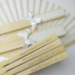 20/70 engraved personalised bow silk hand fans wedding folding fans vintage fans customised wedding favours