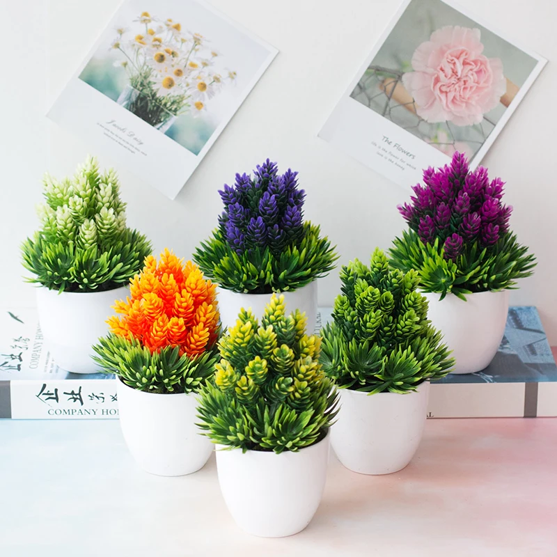 

1pc Artificial Plant Simulation Green Plant Desktop Ornaments Pine Needle Pineapple Potted Plant Fake Flower Ornaments