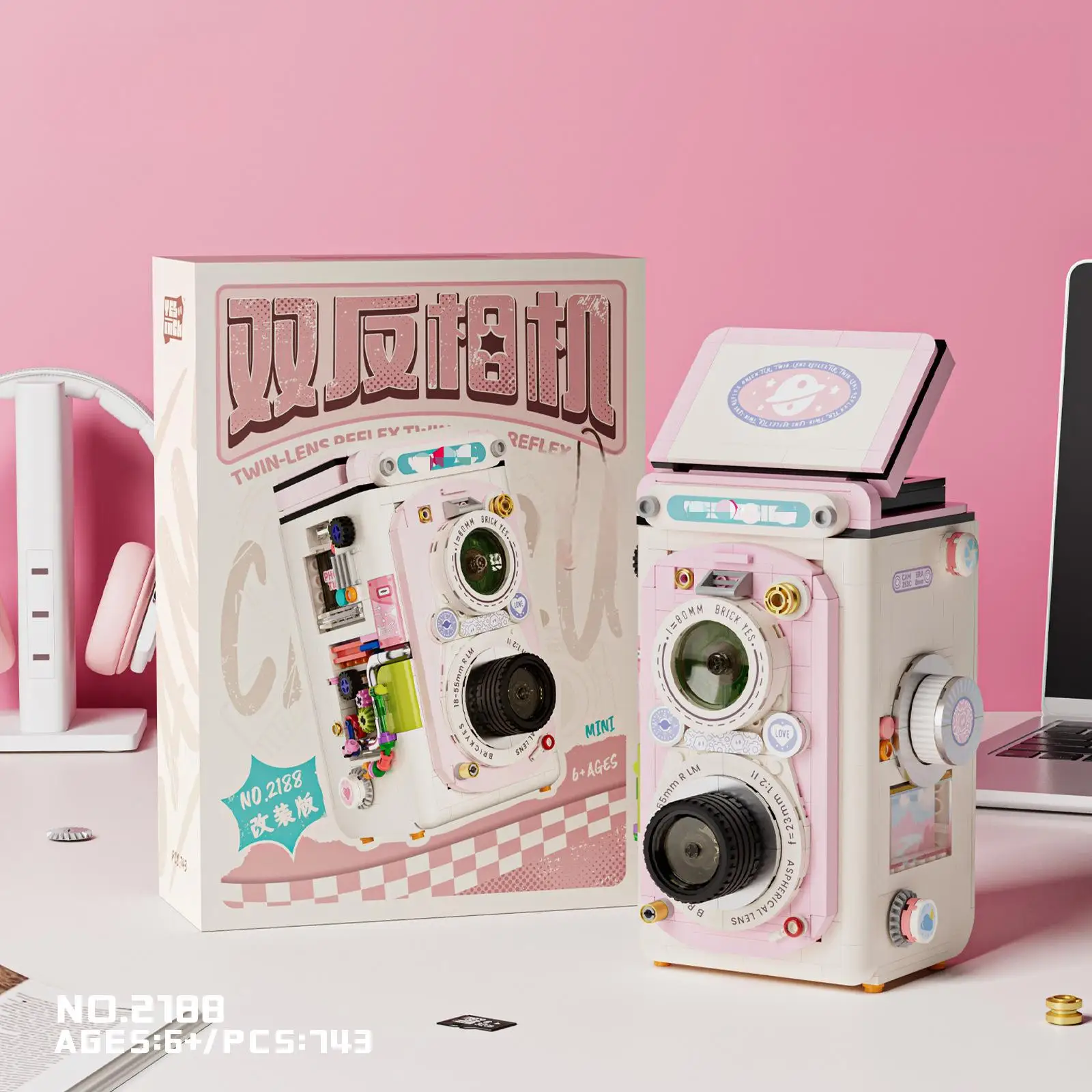 Model aparatu fotograficznego OUZEY do składania, klocki z mini elementami, kreatywny projekt DIY, prezent dla miłośników fotografii