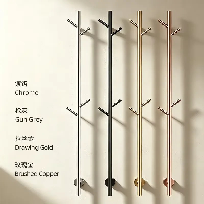 304 Stainless Steel Electric Towel Rack Wall Mounted Heating Bar Modern Minimalist Art Branch Design for Hotel Villa Bathroom