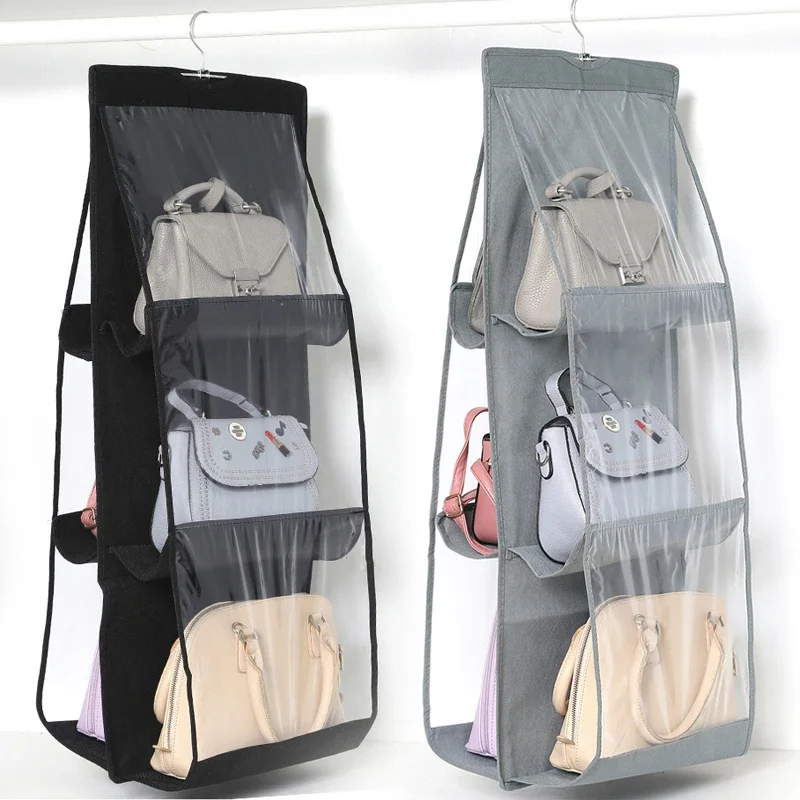 

Hanging Handbag Organizer for Wardrobe Closet Transparent Storage Bag Door Wall Clear Sundry Shoe Bag with Hanger Pouch