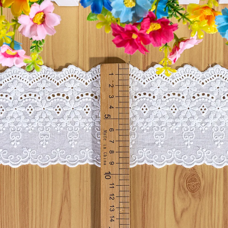 Wholesale New 8.5cm Beige/white/ 8cm black quality cotton embroidery lace cloth vintage baby dress skirt hem cotton fabric SC841