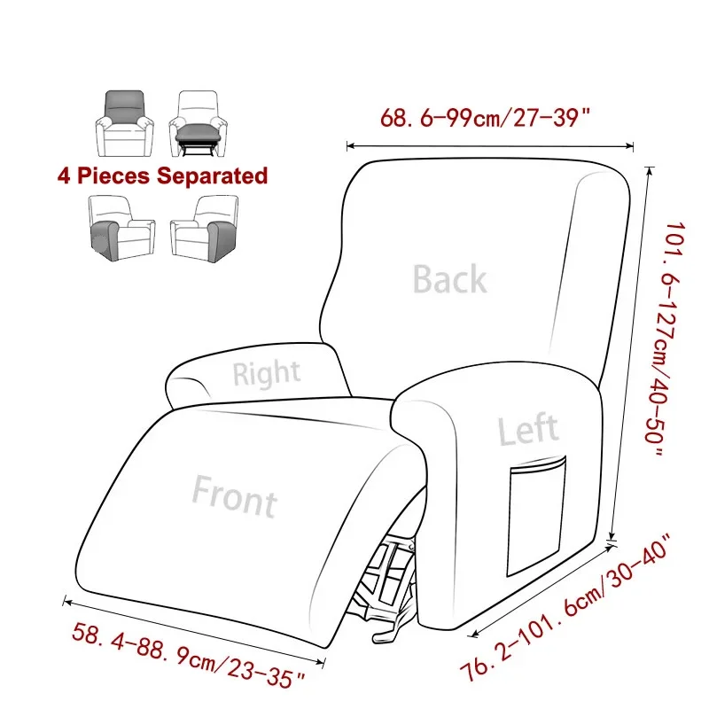 Samet elastická recliner pohovka obal pro žití pokoj elastická polohovatelná židle obal ochrana líný hoch relaxovat křeslo slipcovers