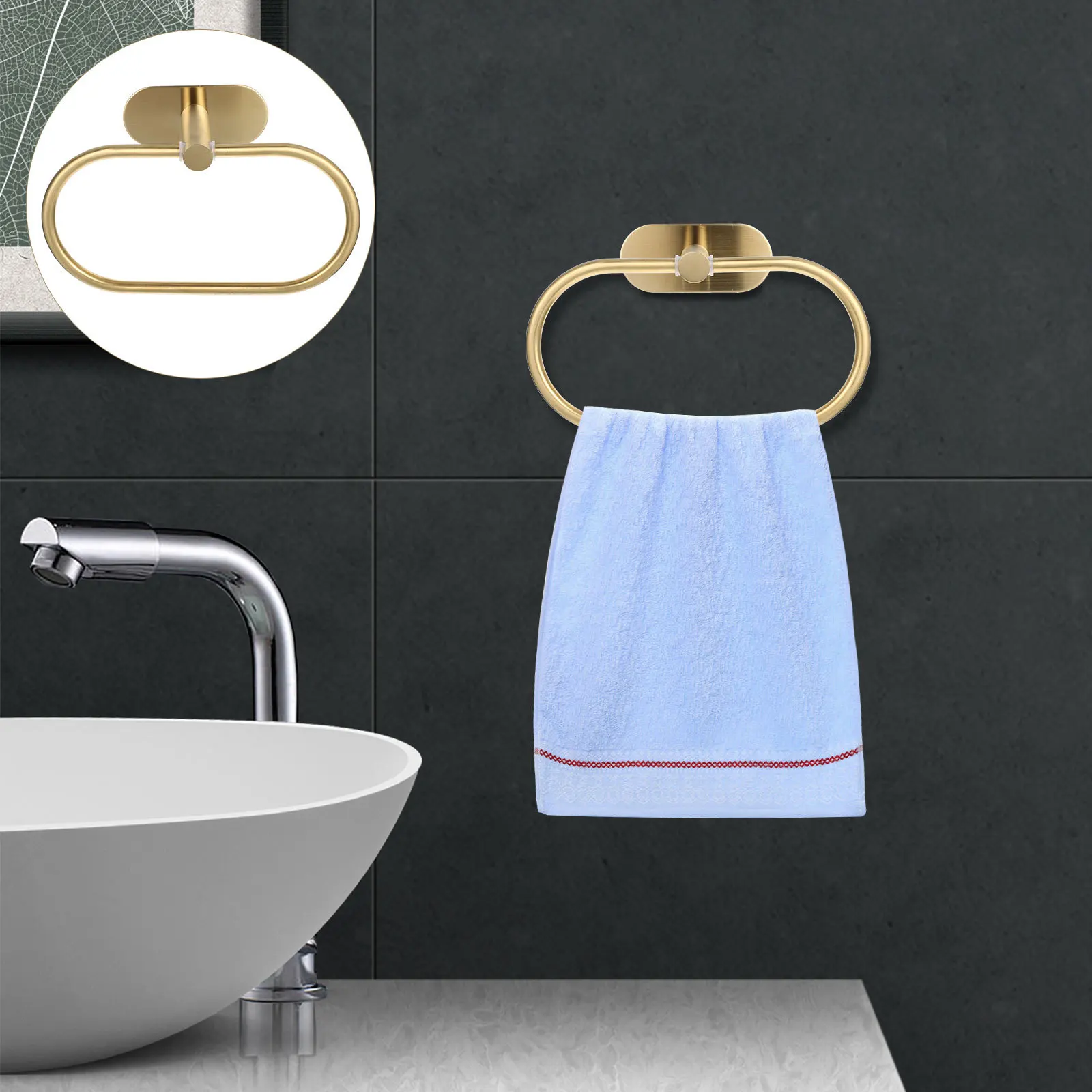 

Wall Mounted Stainless Steel Towel Ring for Bathroom and Kitchen Heavy Duty Towel Holder No Rust Deformation Easy Install Home