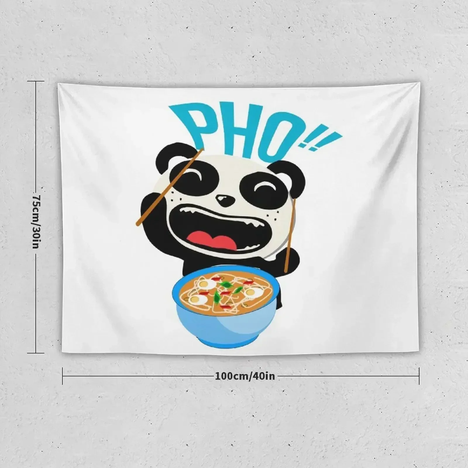 Pho Soup Vietnam Ramen Laughing Panda I Gift Idea Tapestry Room Aesthetic Decor On The Wall For Bedroom Tapestry