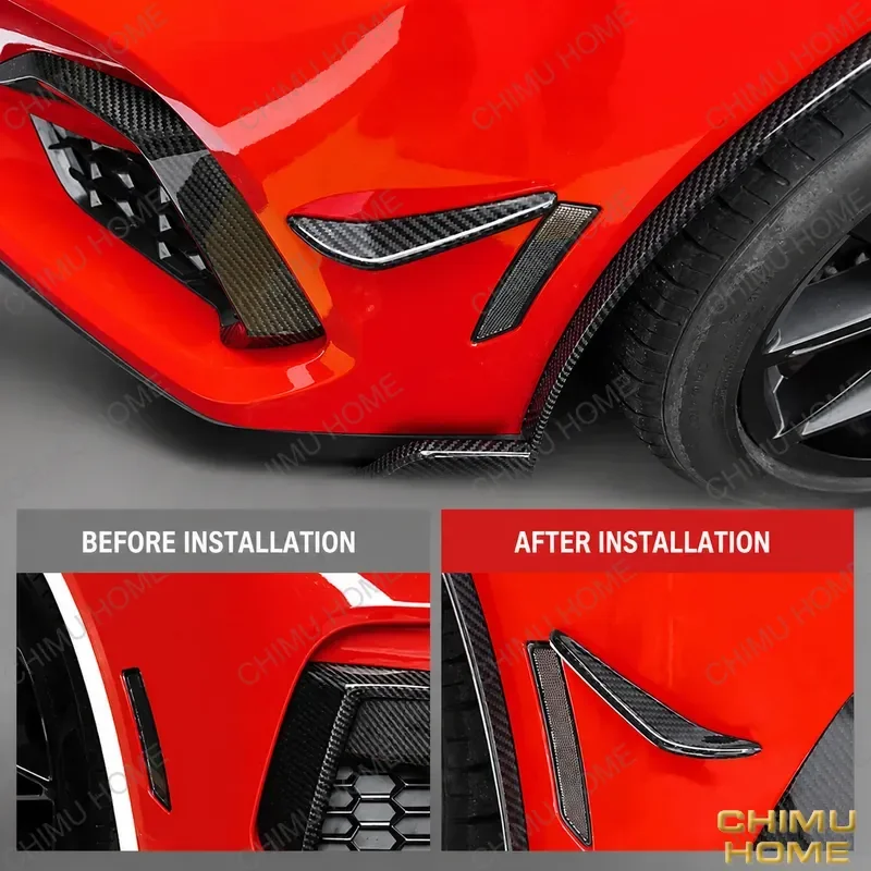 【CHIMU HOME】 Real Carbon Fiber Front Bumper Side Air Knife Splitter for Mustang 2024 S650 Exterior Winglet Trim