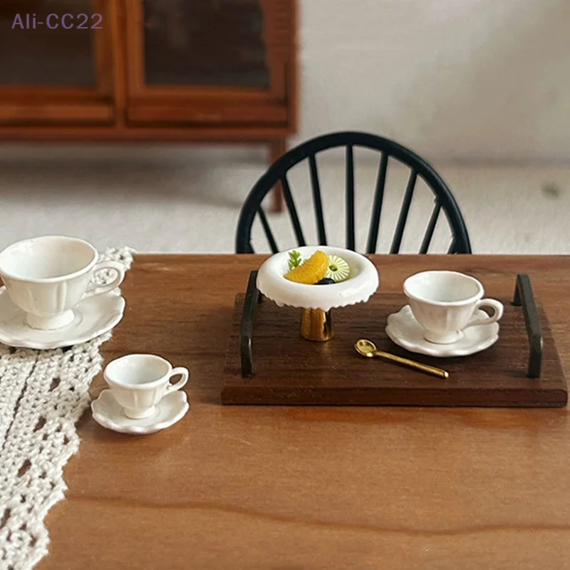 {CC22} 1 pz francese retrò tazza di caffè piatto modello casa delle bambole decorazione scena in miniatura casa delle bambole mini gioco mobili da cucina