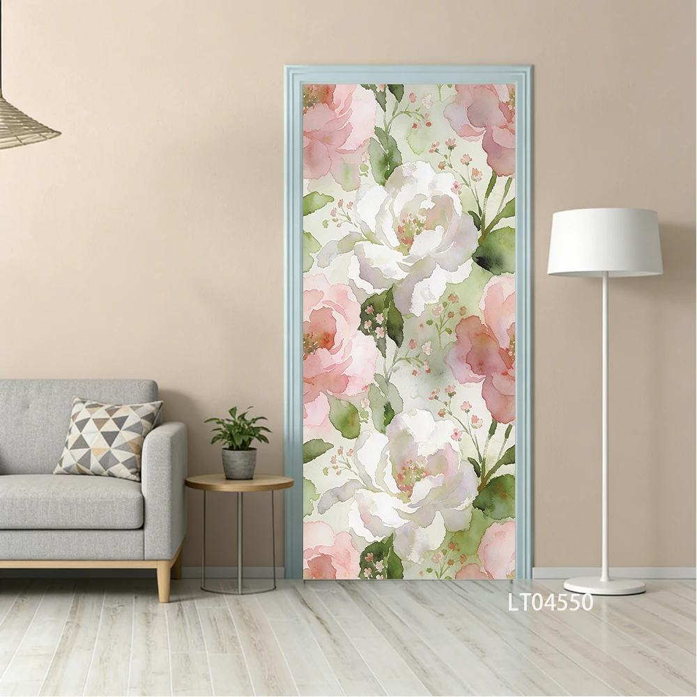 Vintage Rose Door Sticker, Removable Peel and Stick Self Adhesive Wallpaper