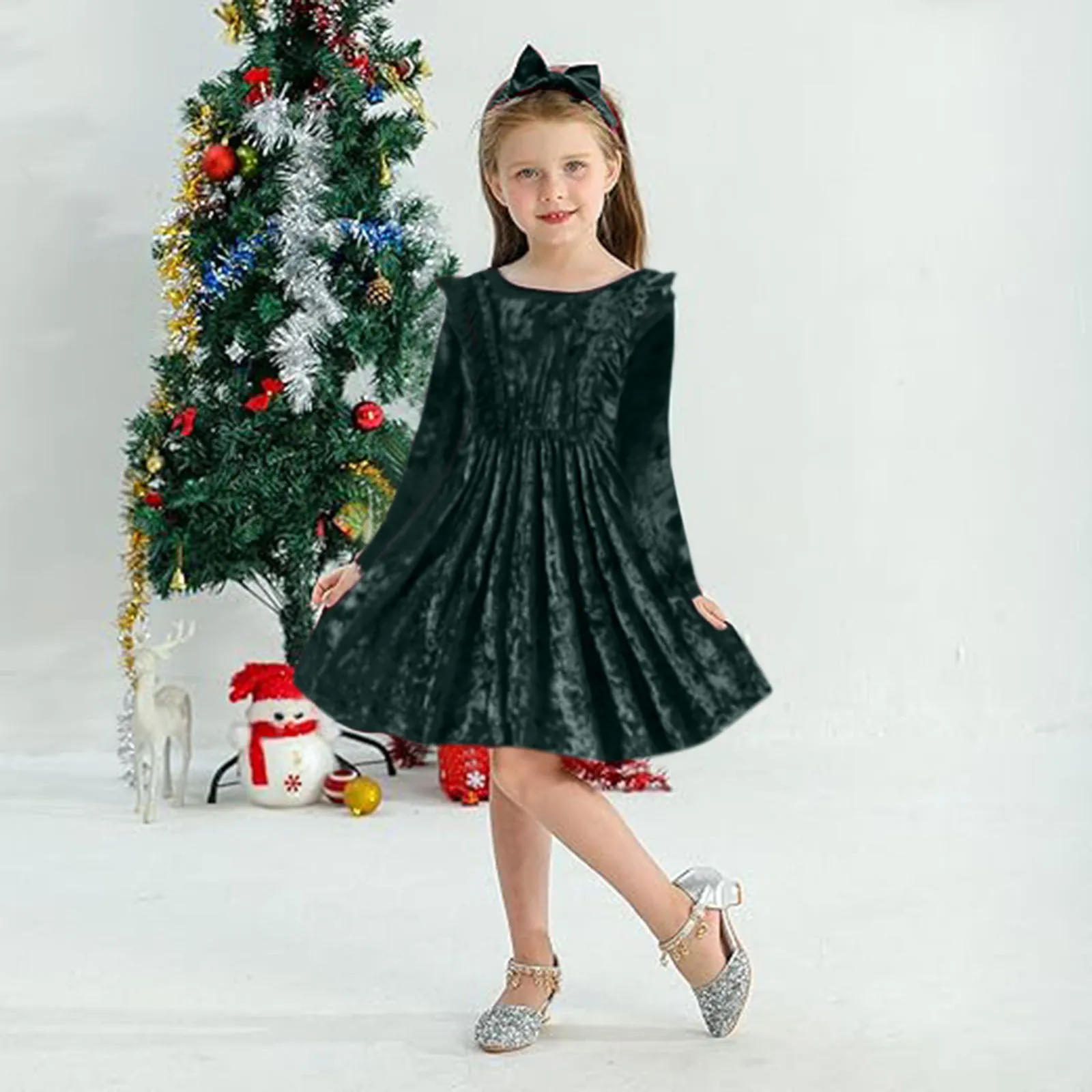 New Year Red Girl Knitting Rib Wool Long Sleeve Princess Dress Autumn Winter New Warm Sweater Dress Kid Christmas Casual Clothes