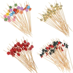 100pcs Bamboo Cocktail Picks Food Fruit Toothpicks Drink Picks Skewer Cake Drinks Party Decorative Skewers 12cm Long Food Sticks