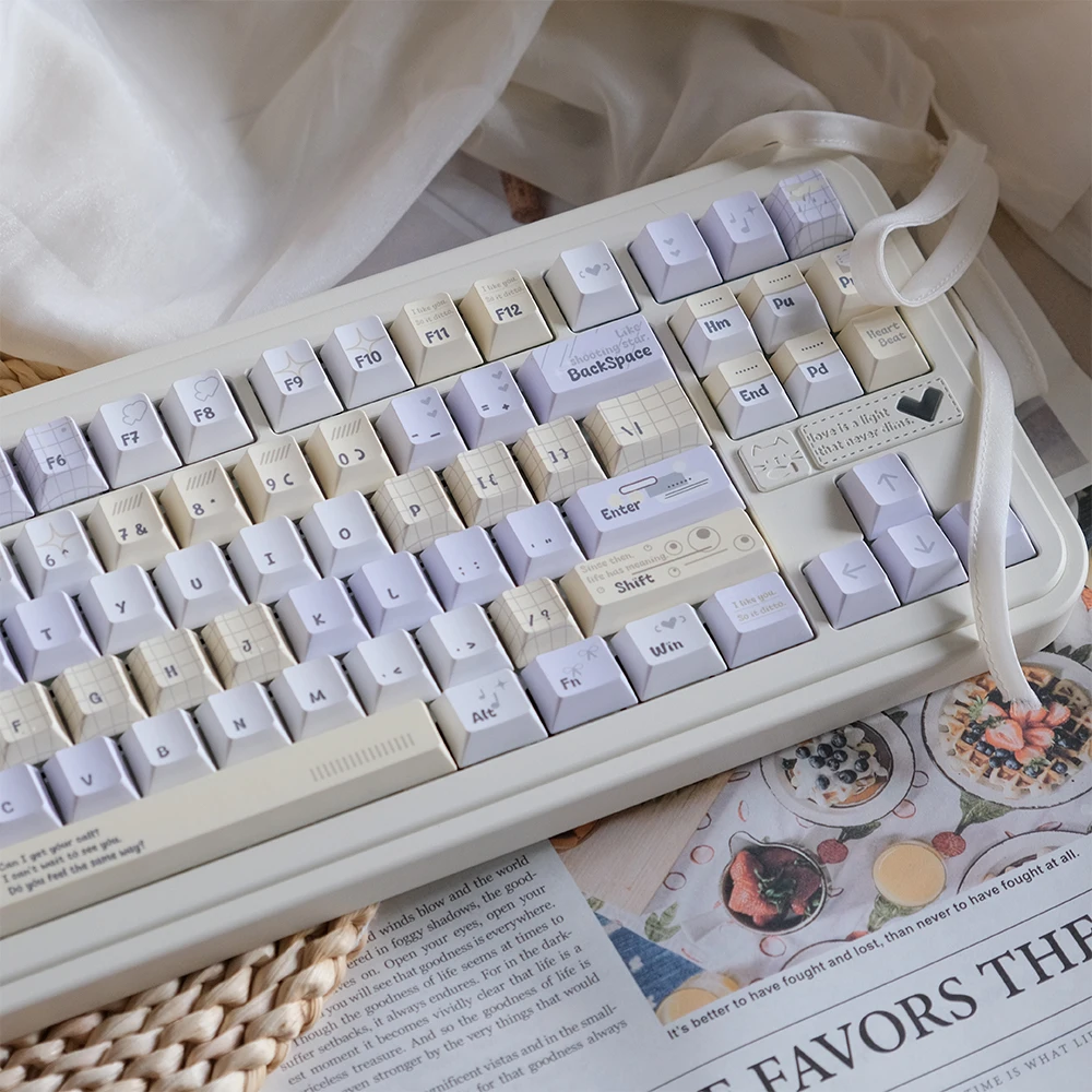 

Secrets in Earphones Theme Keycaps Set PBT Cherry Profile 132keys Custom Original Handmade Keycaps for Mechanical Keyboard Gift