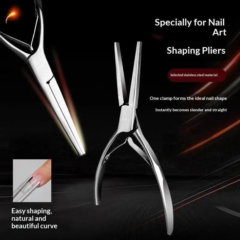 Nail Shaping Pliers Stainless Steel C Curve Flat Jaw Professional Manicure Extension Tool for Nail Salons Home Use