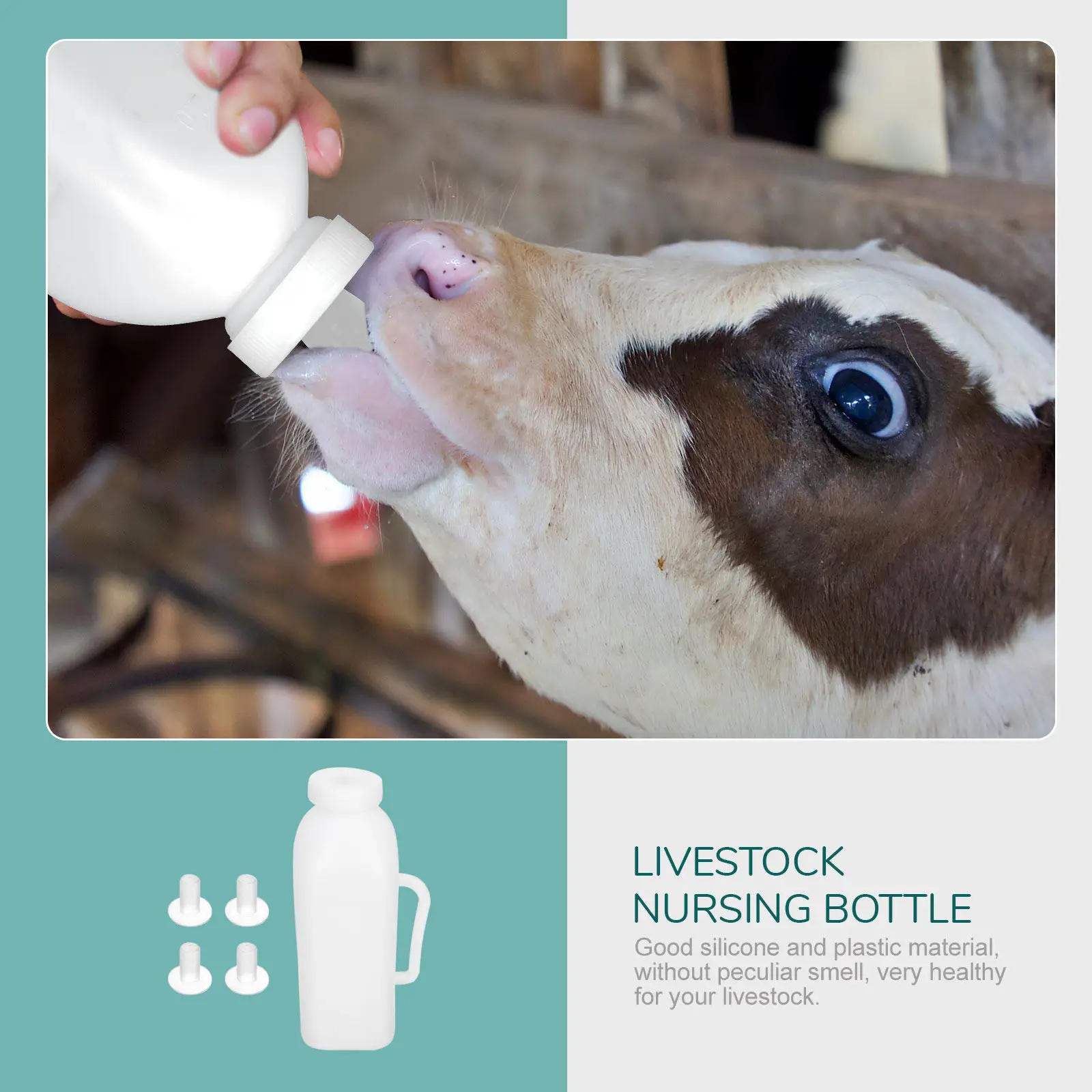 

Набор для выпойки телят: высококачественная пластиковая силиконовая бутылка для молока, компактная бутылка для выпойки ягнят и мелкого скота