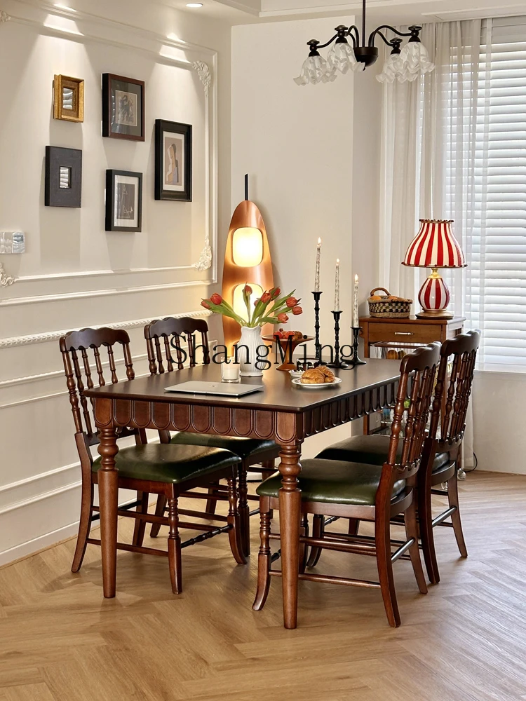 ZYY exquisite fashion medieval modern small apartment solid wood dining table retro rectangular household simple dining table