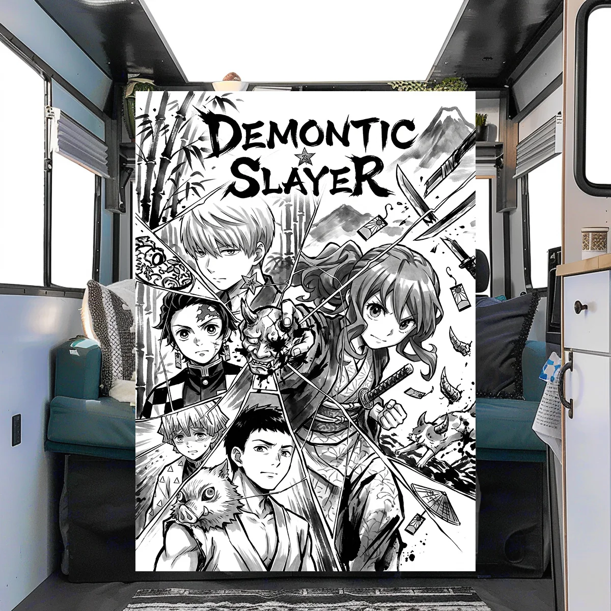 Demon Slayer Printed Flannel Blanket Warm Comfortable for Home Sofa Bed Chair Picnic Travel Daily YUN6514