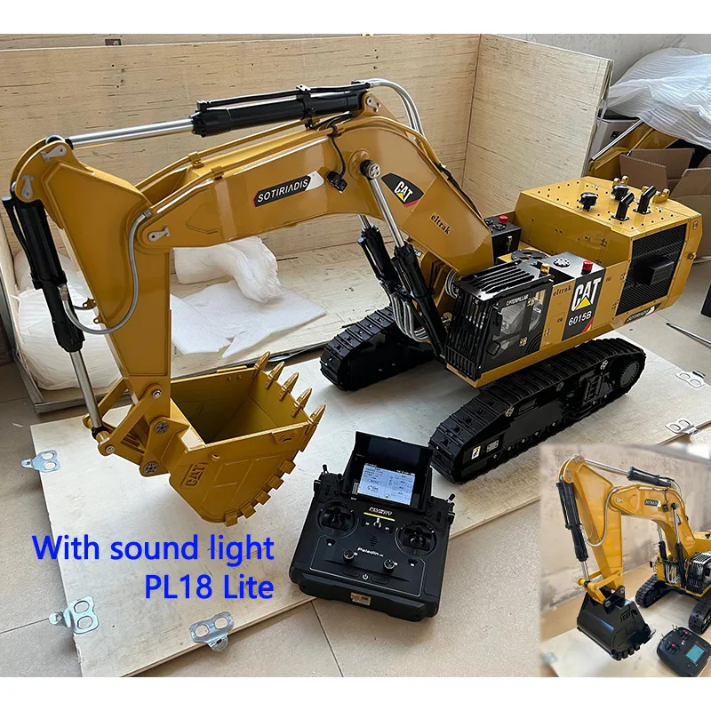 Sound 6015B 1/14 Hydraulic RC Excavator Metal Model Complete Oversize Heavy Machine Digger Brushless Motor Radio Cars PL18lite