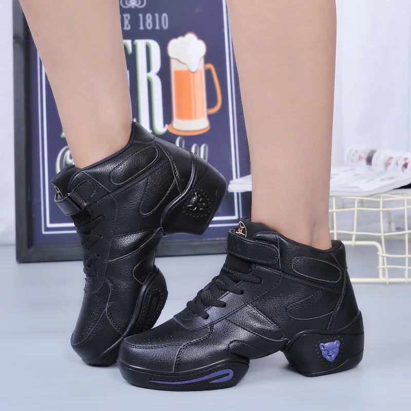 Dance Shoes Woman Ladies Modern Soft Outsole Jazz Sneakers Leather Breathable Lightweight Female Dancing Fitness Sport