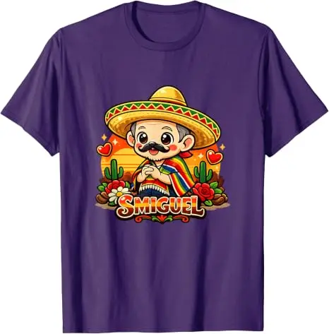 Smiguel Mexikanisches Sombrero T-Shirt Y2k Humor Lebendige Kunst Lustiges Mexikanisches Kultur-Mashup T-Shirt Niedliche Festival-Partykleidung Neuartiges Geschenk – Detail 13