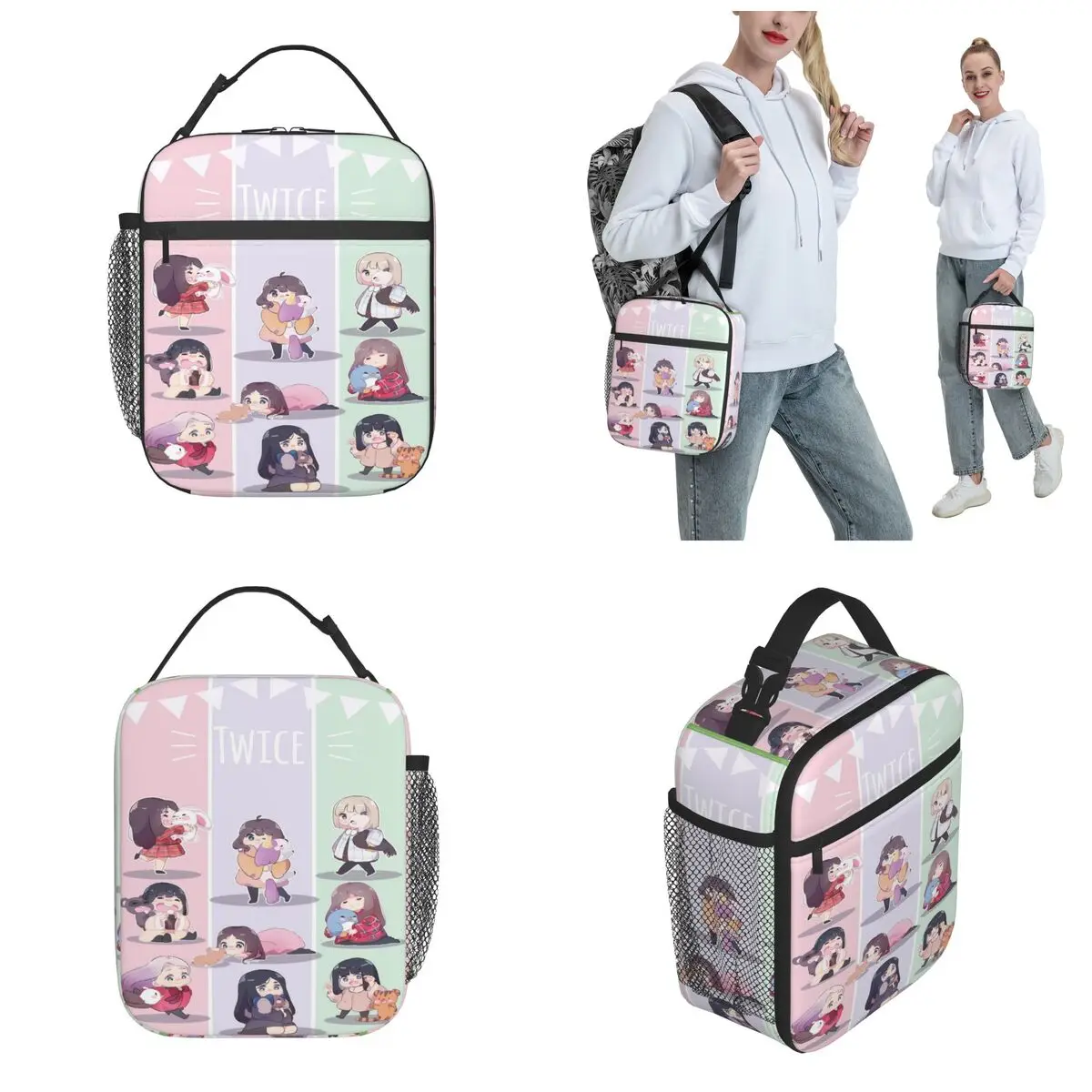 Insulated Lunch Bag Twice Cartoon Cute Merch Lunch Food Box Causal Cooler Thermal Bento Box For Travel