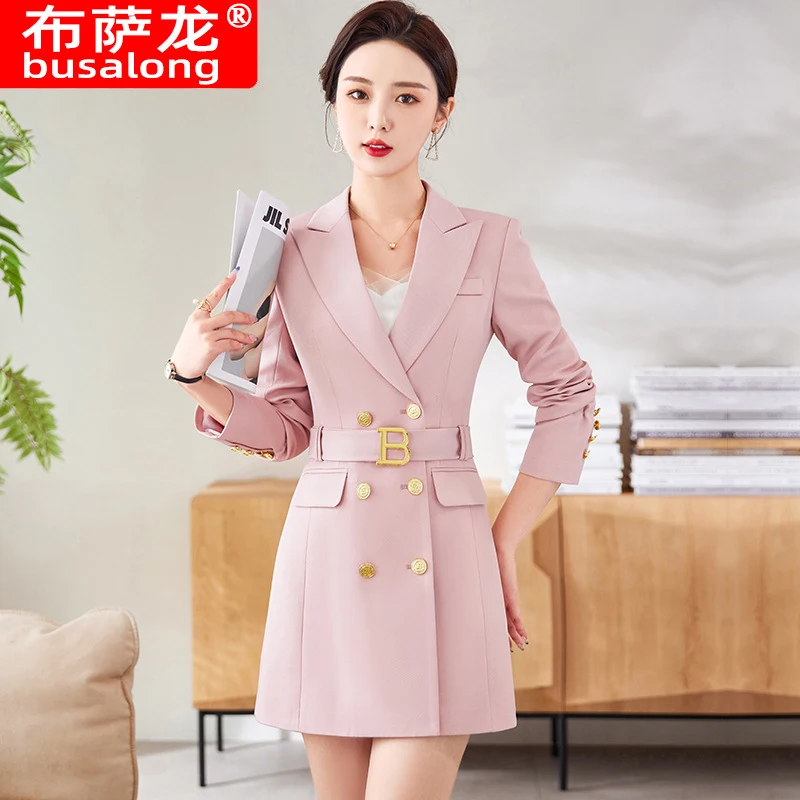 NewbusalongLong-sleeved professional trench coat, formal women's coat, workwear23839