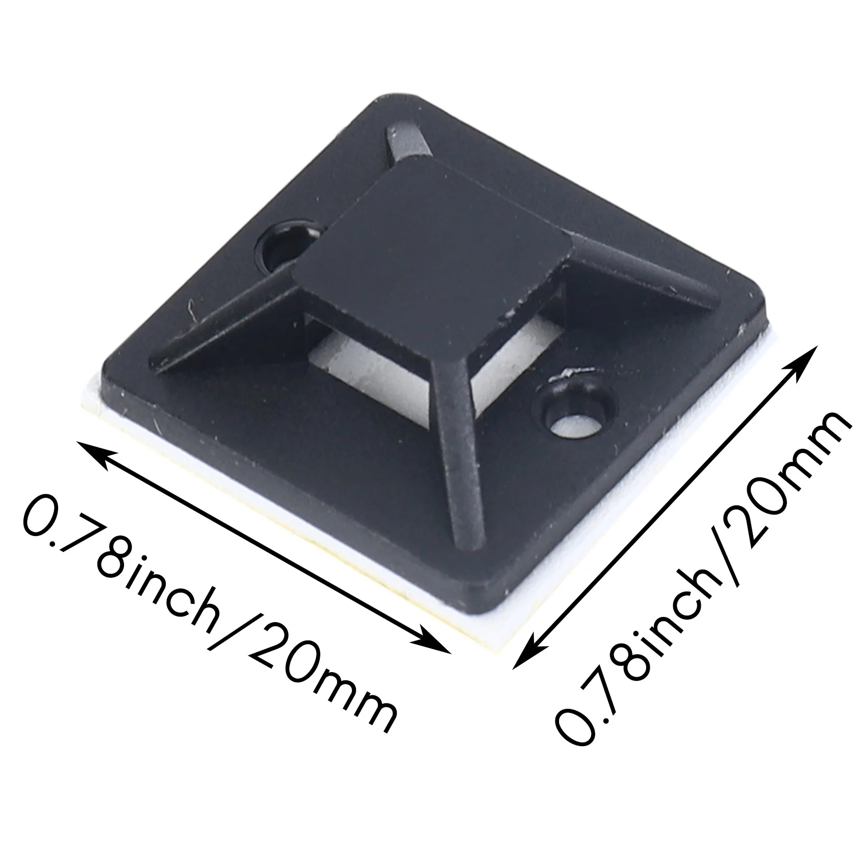 NN89R 100 Pcs Self Adhesive Cable Tie Mount Base Holder 20 x 20 x 6mm