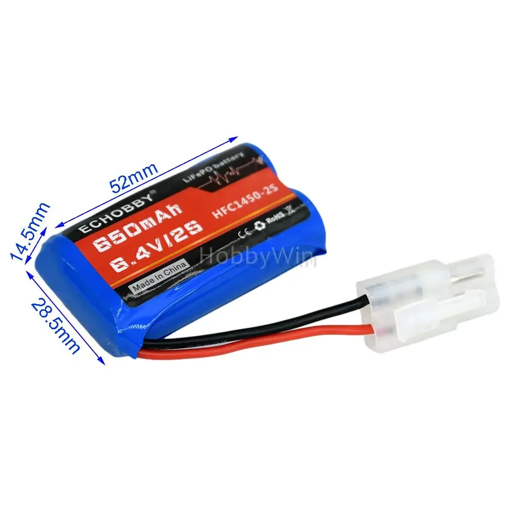 6.4V 2S 650mAh LiFe Battery KET-2P male plug for RC Car Truck Buggy Racing Speed Boat