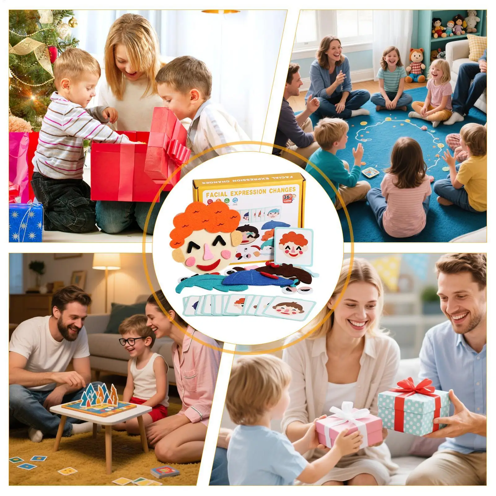 Gioco di sviluppo emotivo giocattolo puzzle volti per bambini con schede flash Giocattolo di apprendimento emotivo sociale per bambini in età prescolare