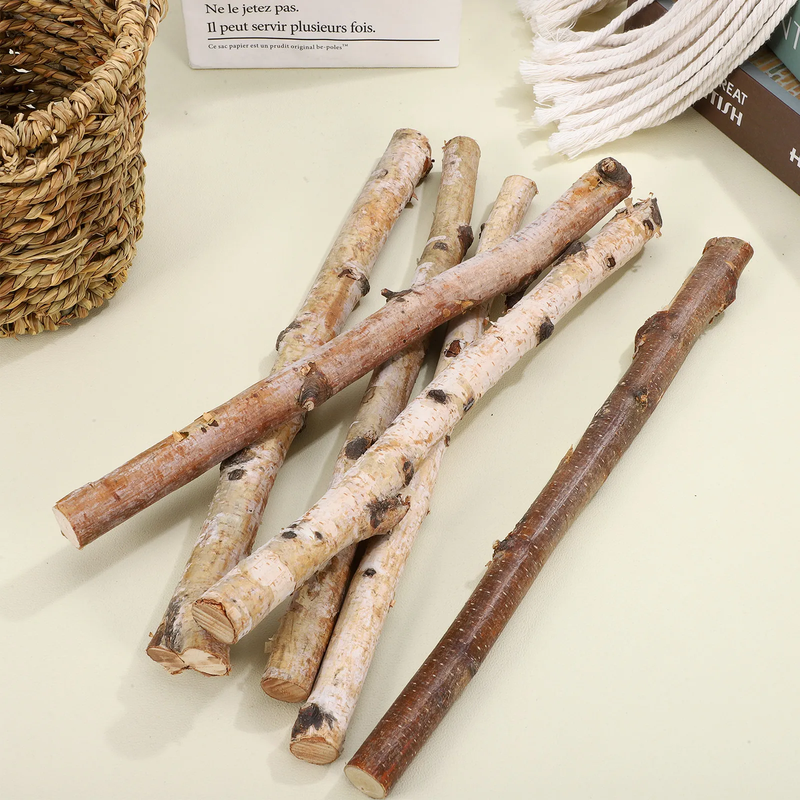 

6pcs Birch Wood Sticks 30cm Long Natural Dried Branches for Craft DIY Decor Flower Arrangement Wooden Twigs Sewing Accessories