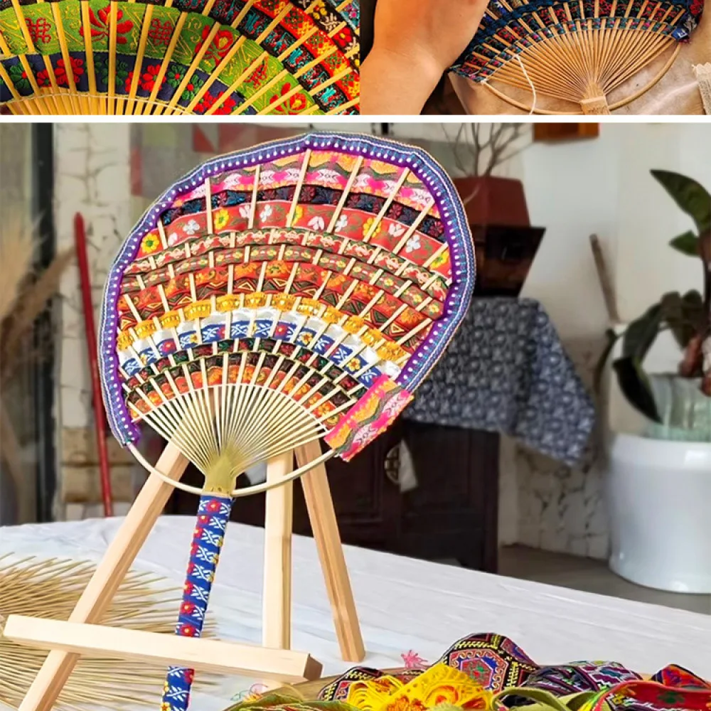 Traditional Chinese Bamboo Fan DIY Handmade Material Package Art Craft Projects For School Students Party Wedding Gifts