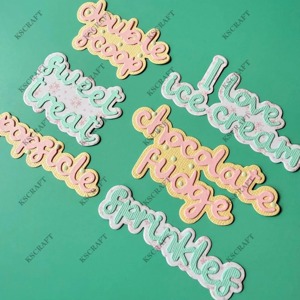 KSCRAFT Ice Cream Sentiments Cutting Dies Stencils for DIY Scrapbooking Decorative Embossing DIY Paper Cards